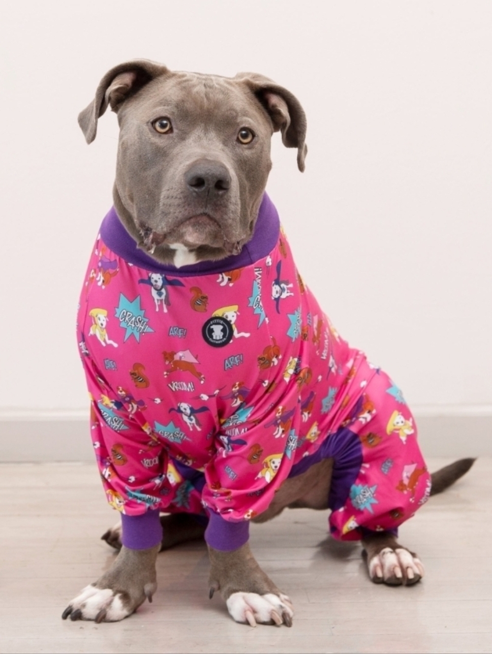 Super Pibbles Pitbull Pajamas Size XL Pittie Clothing Co. Superhero Comic book